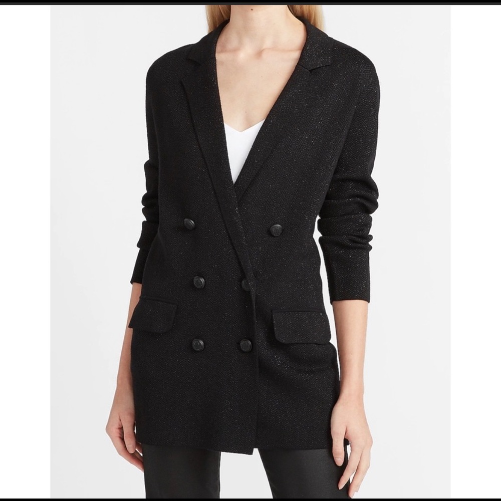Express Metallic double breasted sweater jacket